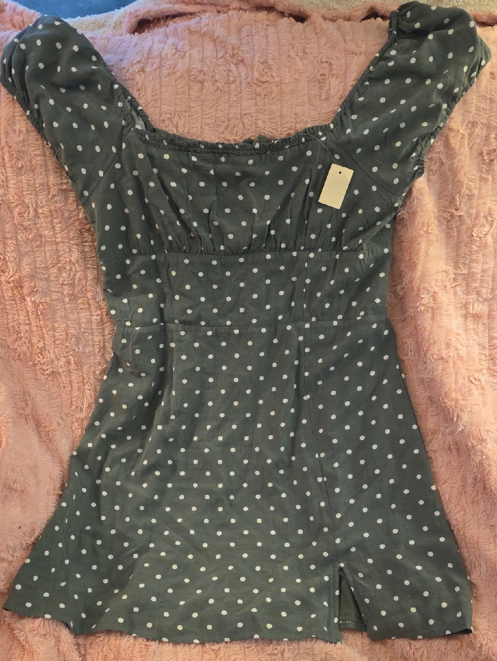Aeropostale Sage Green Polka Dot Peasant Dress